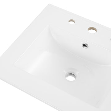 Ancillary 3-Hole 20 in. W x 18.25 in. D Classic Contemporary Rectangular Ceramic Single Sink Basin Vanity Top - JONATHAN Y